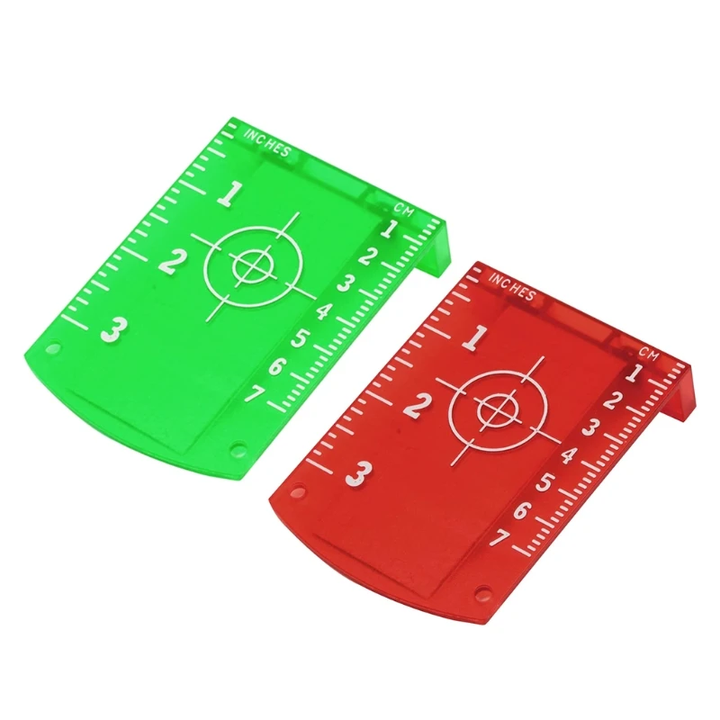 La-ser Target Card Plate for Red La-ser Level Magnetic Floor Target Plate with Stand Engineering Plastic Red/ Green M4YD