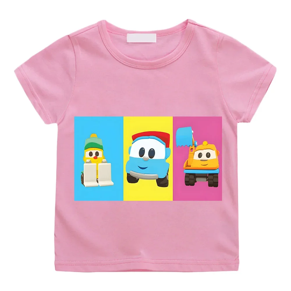 New Hot Sale Children's Tshirt Funny Leo The Truck Tv Show Cartoon Print Boy's Cotton Short Sleeve Girls Fashion Kids Clothes