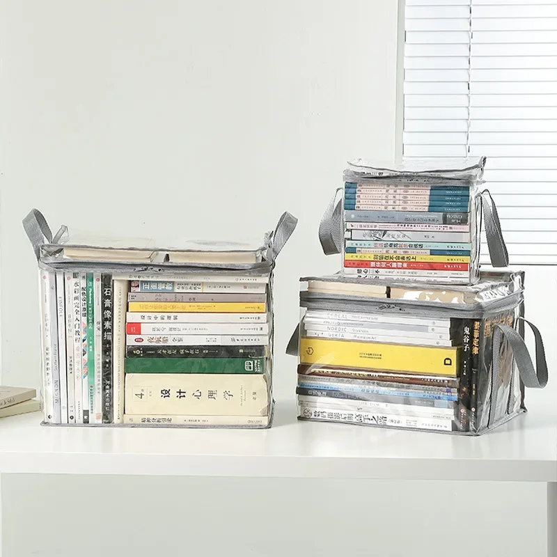 Foldable Book Box, Student Dormitory Classroom Book Organizer, Transparent Waterproof Home Book Storage Box