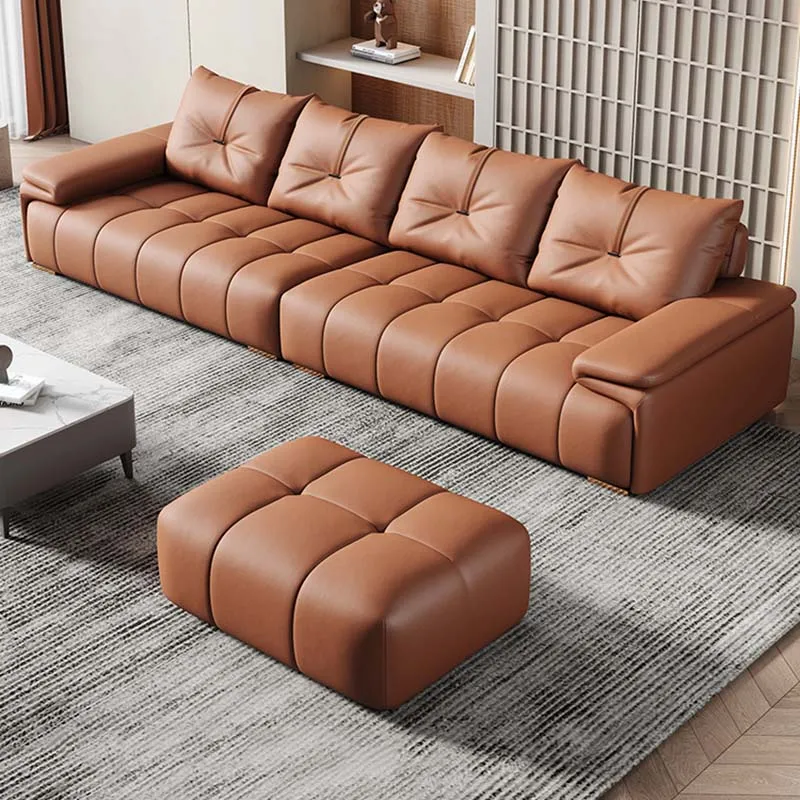 Luxury Leather Sofa Living Room European Modern Elegant Sofa Comfortable Lounge Sofa Sala De Estar De Luxo Home Furniture