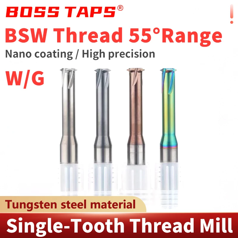 

Краны Boss 55 ° Фреза концевая одинарная для нарезания резьбы Whitworth W/G RC PT, инструмент для ЧПУ, W G 3/16 1/4 5/16 5/8 3/4