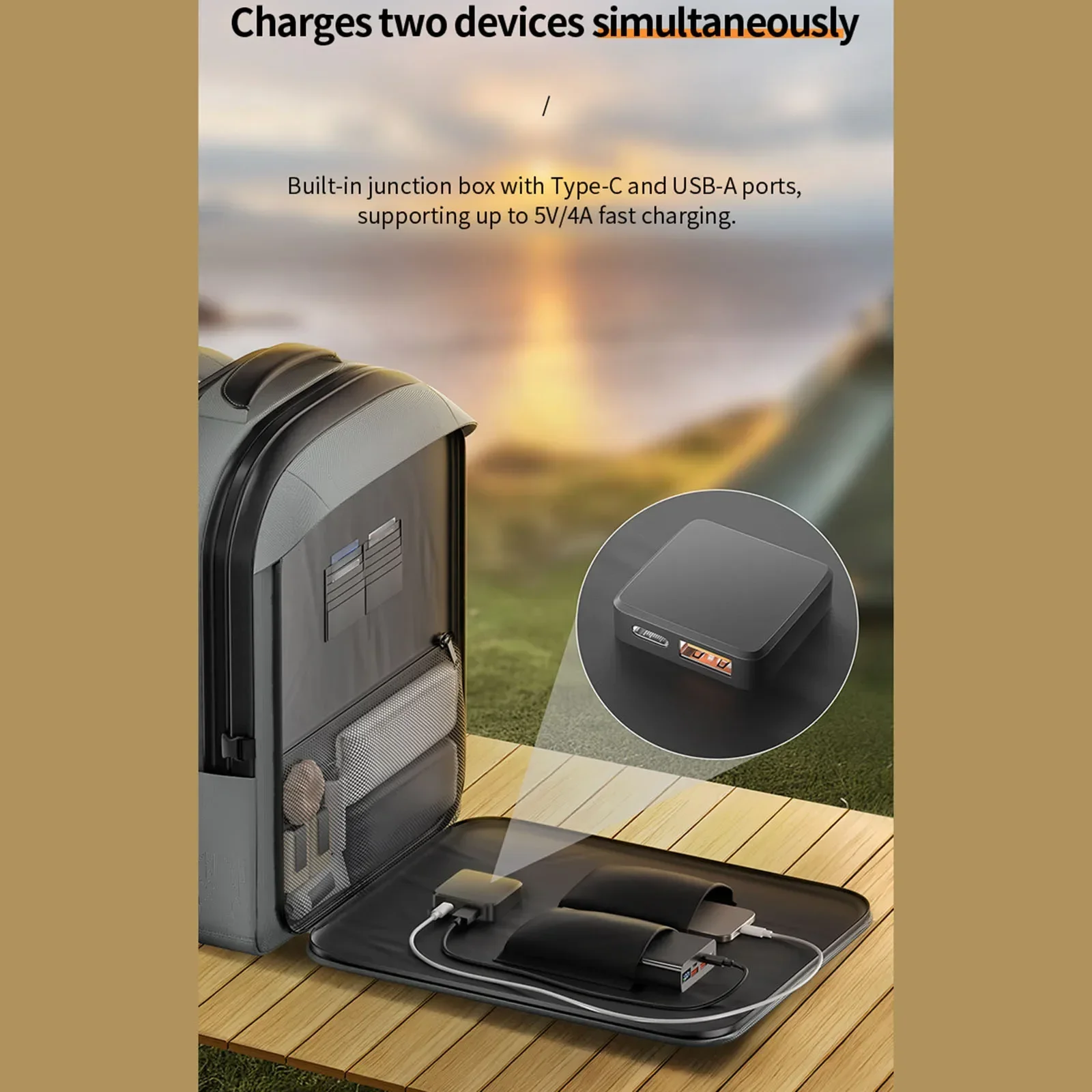 حقيبة ظهر خارجية لجميع المواسم بسعة 35 لتر، حقيبة ظهر تعمل بالطاقة الشمسية بقدرة 30 وات، سعة 35 لتر، طراز كاجوال للأعمال، تصميم حديث، استخدام متعدد المواسم #6