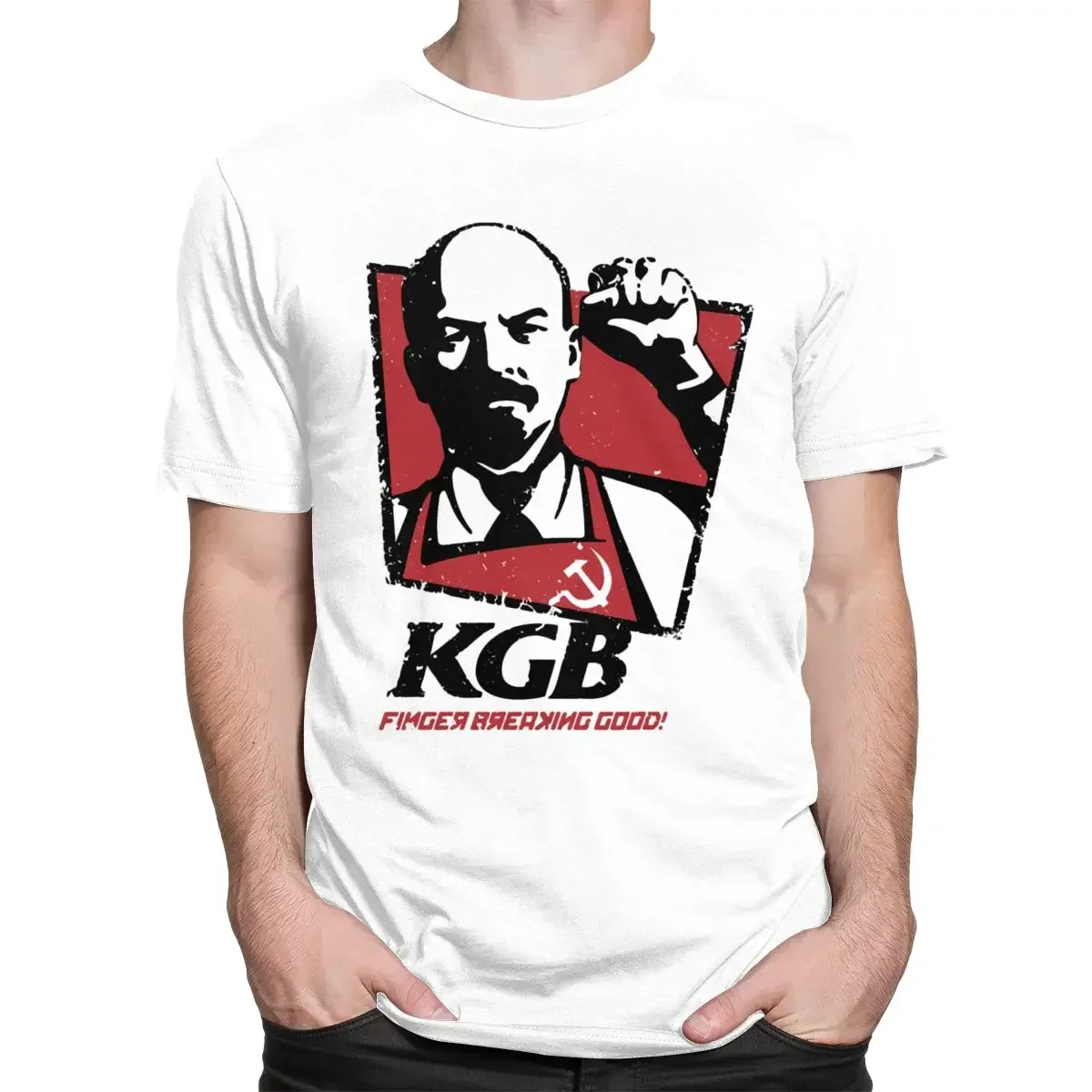 소련 러시아 빈티지 KGB, Vladimir Lenin 코튼 티셔츠, 반팔, 공산 마르크스 사회주의 티, 캐주얼 스트리트웨어, Y2k 탑