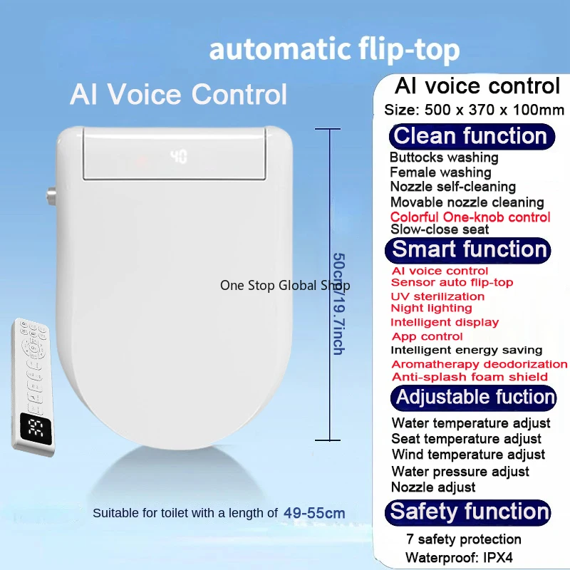 

U Shap AI Voice Toilet Seat Electric Bidet Abbatant Wc Toilette Smart Japonais APP Control Toilet Seat Auto Flip