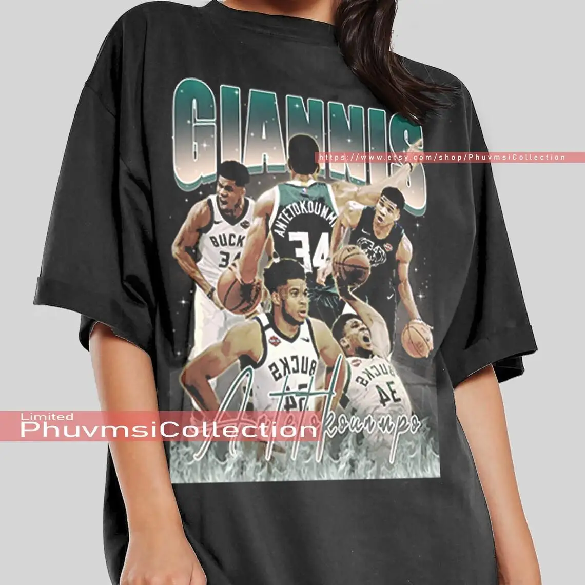 Giannis Antetokounmpo Shirt Merchandise Professional Basketball Player Vintage Greek Freak Tshirt Classic anni '90 felpa Unisex