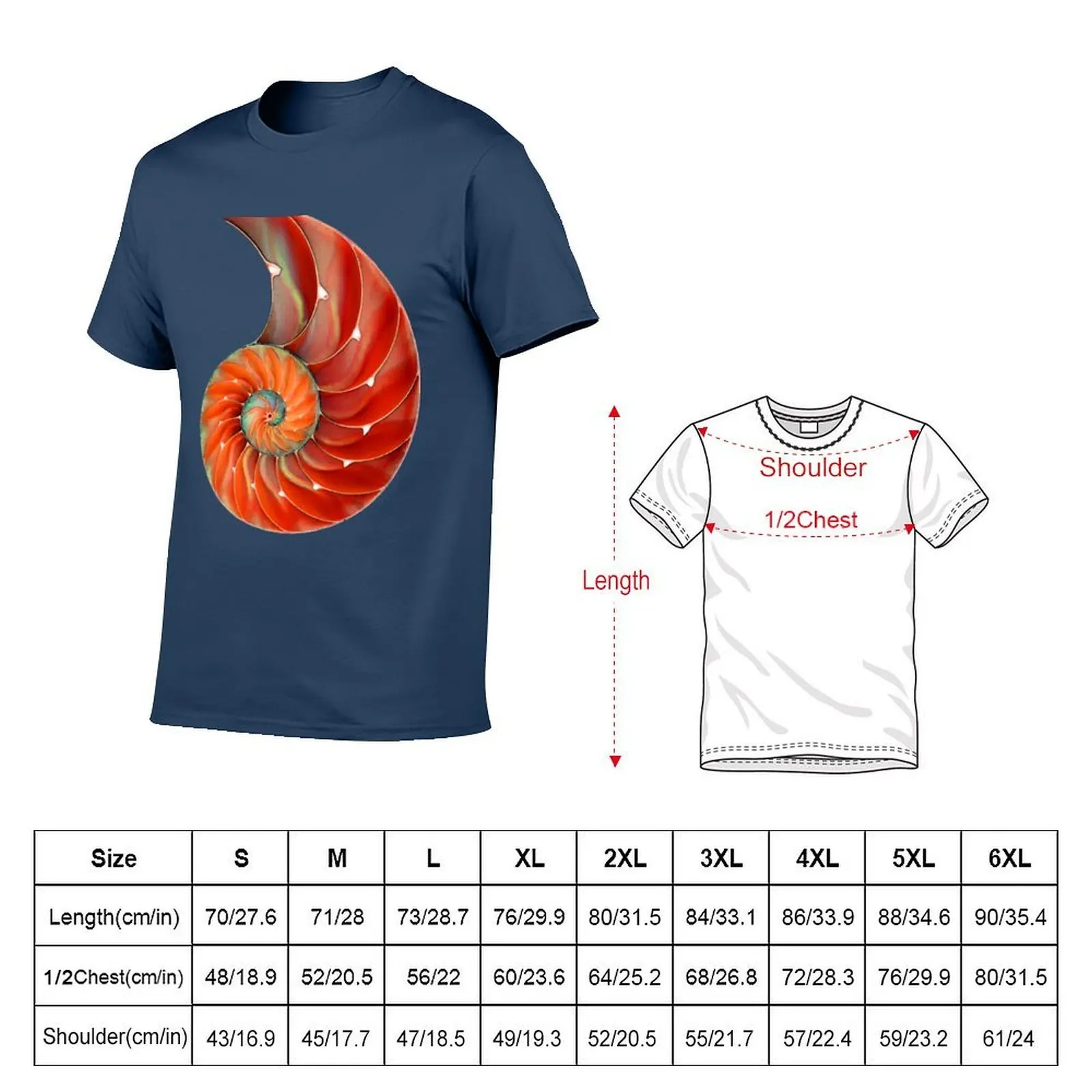 Nautilus Shell - Sea Shells T-Shirt man t shirt cotton high quality t shirt men 100% cotton luxury brand T-Shirt