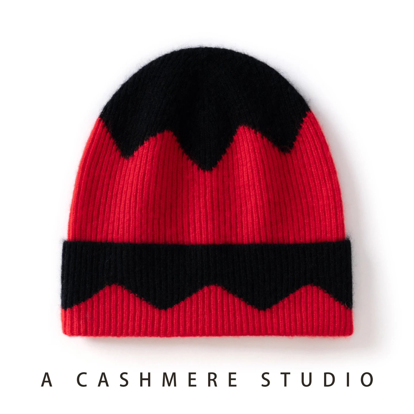DjzDsm New Knitted 100% Cashmere Beanie Hat Women High Quality Fashion Wave Knit Hat Warm Winter Hat Solid Casual Cap for Women