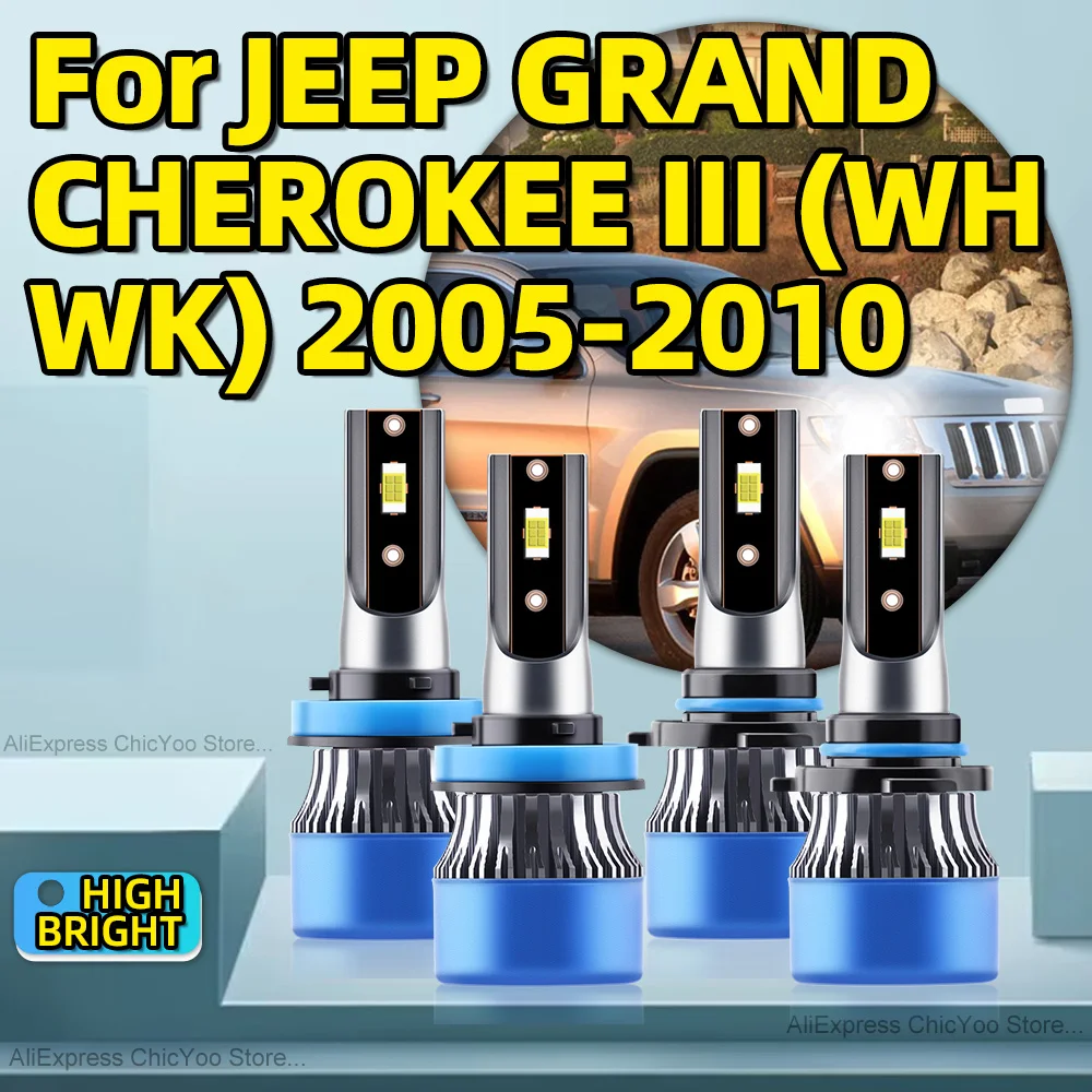 

2/4Pcs Led H11 Headlight HB3 200W High Power CSP Chip Car Light For JEEP GRAND CHEROKEE III WH WK 2005 2006 2007 2008 2009 2010