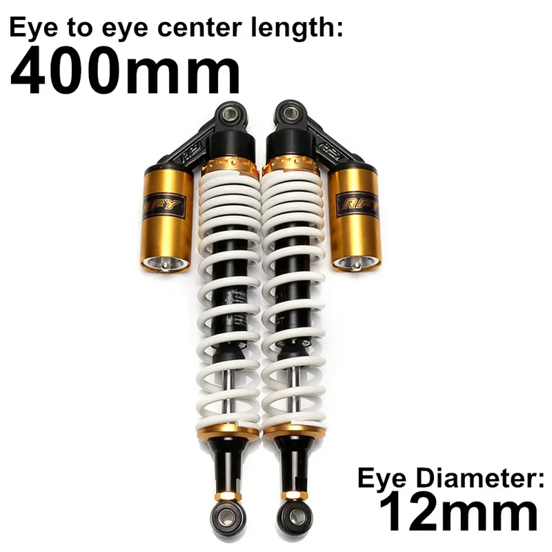 Image of 400mm 15 3/4" Motorrad Luftstoßdämpfer Hintere Federung Dirt Bike Motorroller ATV Quad Weiß D30 Universelles Motorradzubehör
