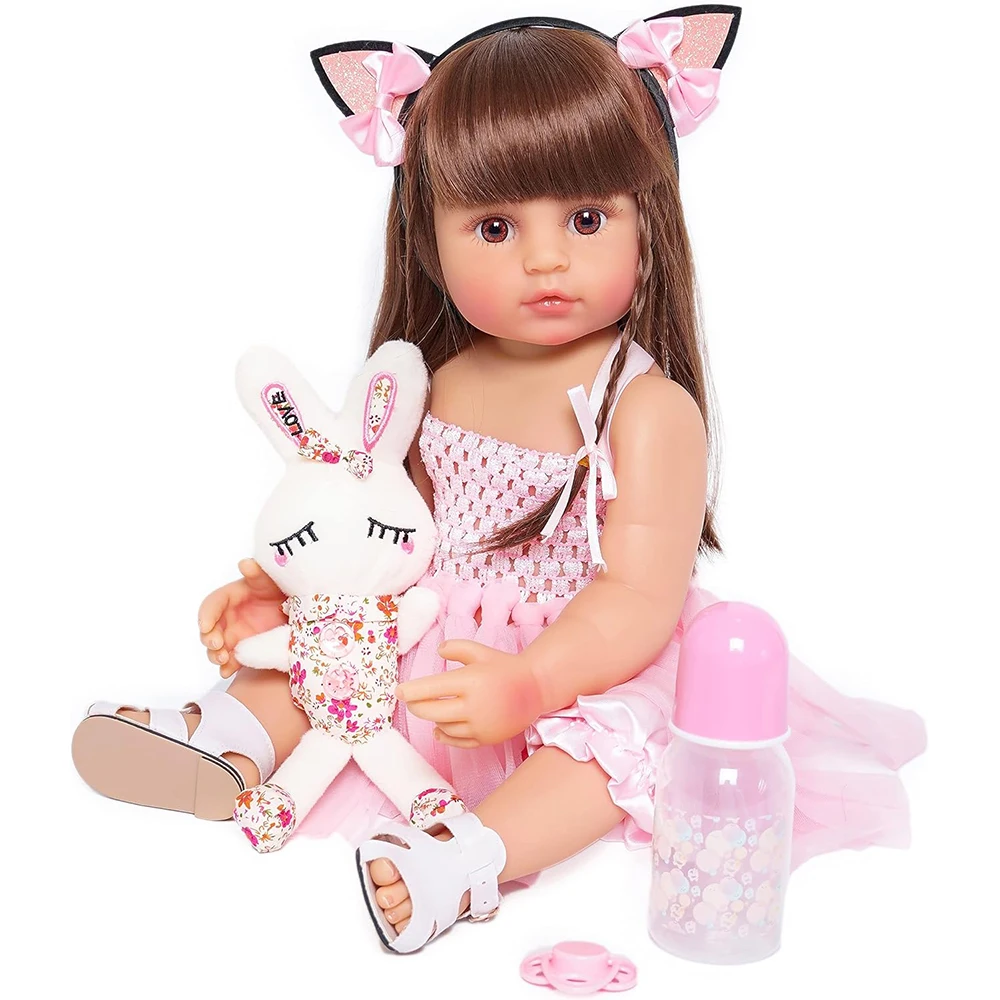 

Reborn Baby Doll 55cm Realistic Silicone Full Body Reborn Doll Princess Dress Girl Baby Doll Toy Birthday XMAS Gifts