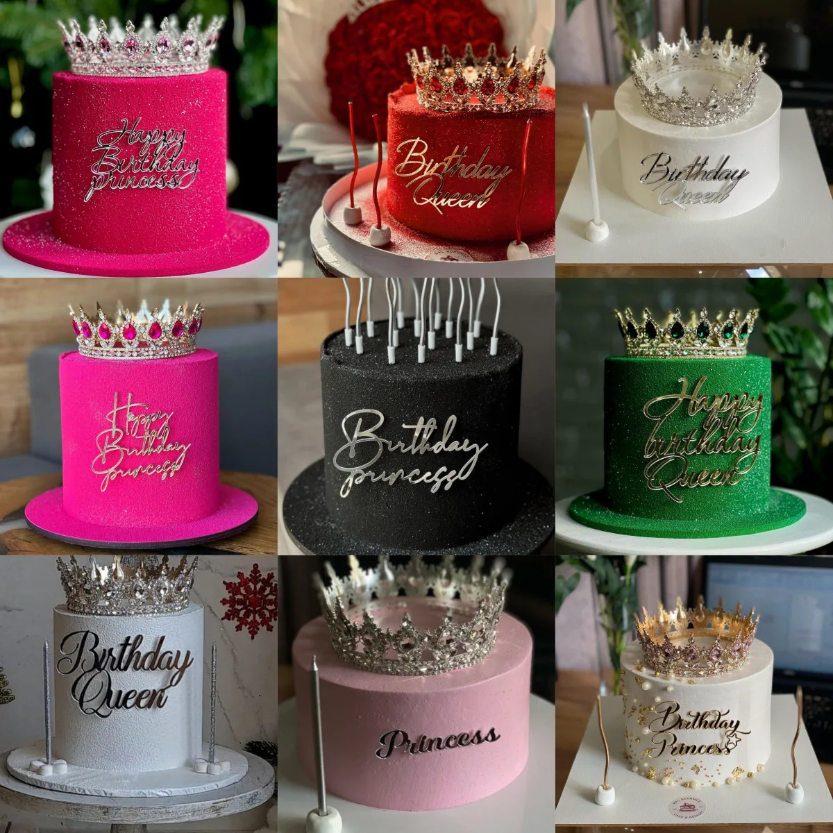 Adorno de Acrílico para Pastel con Temática de Princesa y Reina para Niñas, Decoración para Pastel de Cumpleaños, Sweet 16, Mitzvah, Baby Shower, Artículos para Fiestas y Celebraciones