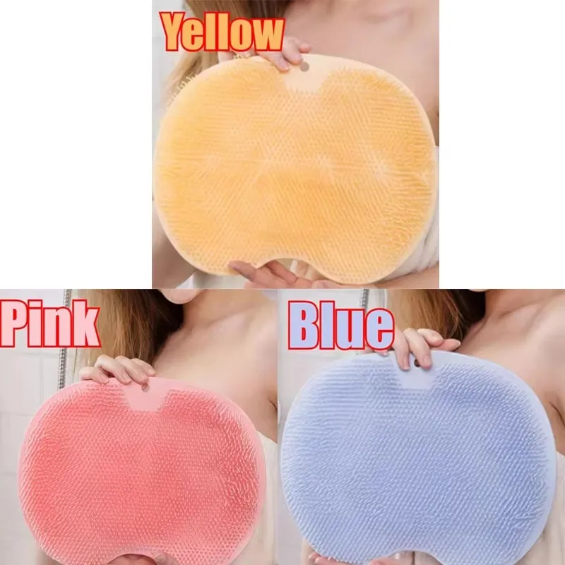 1/2/3pcs Foot Wash Mat Silicone Sponge Body Brush In The Shower Reusable Wall Mounted Back Silicone Bath Foot Massage Pad Shower