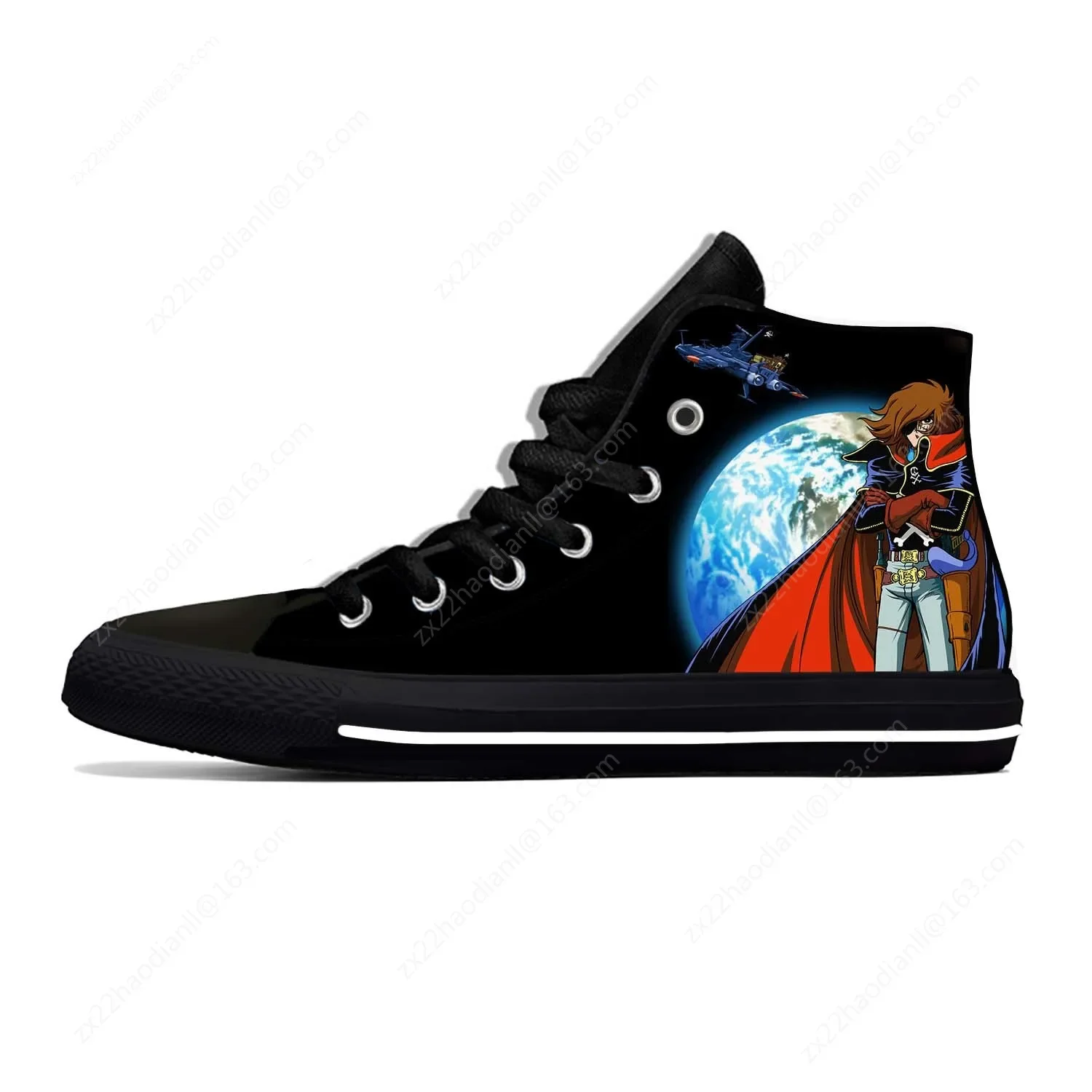Anime Cartoon Manga Space Pirate Captain Harlock Casual Cloth Shoes High Top Lightweight Breathable 3D Print Men Women Sneakers