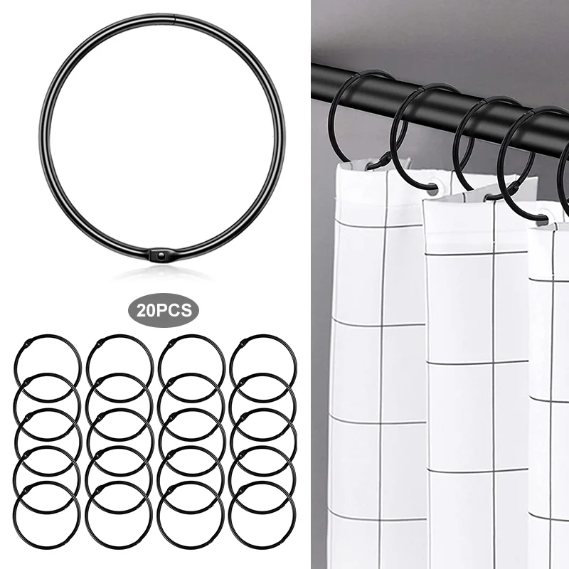 20Pcs/set Metal Curtain Rings Hanging Hooks For Hold Curtains Draperies Shower Curtain Hanging Rings Home Improvement Tools