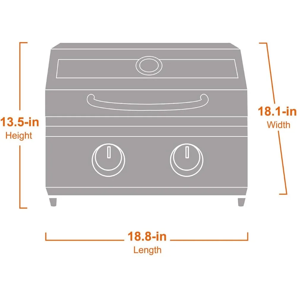 Grill a gás propano portátil para cozinhar ao ar livre, mesa de 2 queimadores, grelhadores de granito Clearview, dois queimadores de 15.000 BTU