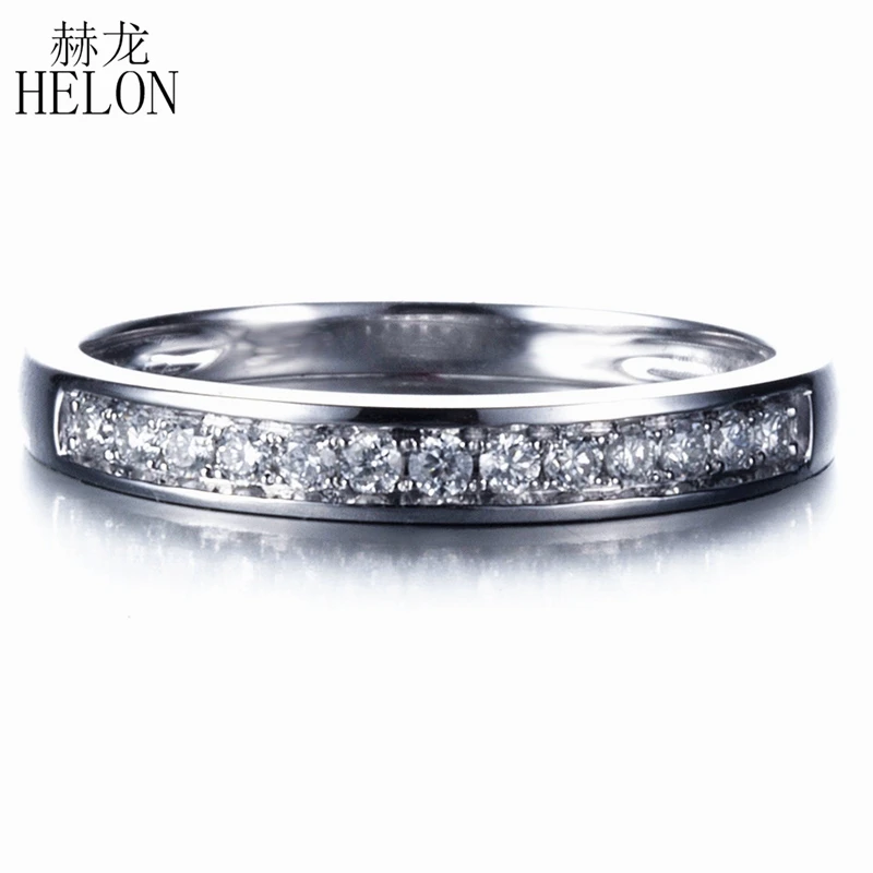 

HELON Diamonds Band Solid 14K 10K White Gold Round H/SI Full Cut 0.25ct Genuine Natural Diamonds Engagement Ring Women Jewelry