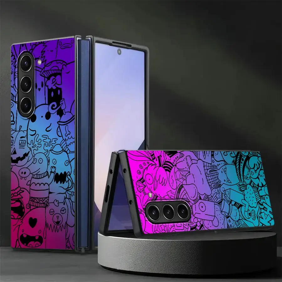 Back Phone Cover Case for Samsung Galaxy Z Fold 7 6 5 4 3 ZFold7 ZFold6 ZFold3 ZFold4 ZFold5 Monster Graffiti