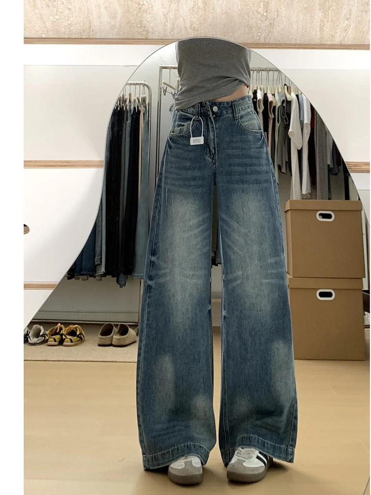 

Ретро-джинсы в американском стиле, с высокой талией, свободные, прямые, в пол, женские, осенние, новинка, бренд Sle PmORh