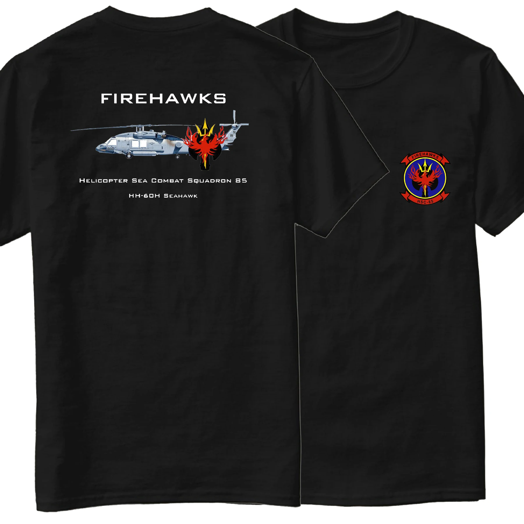 HSC-85 Firehawks Squadron MH-60S Seahawk Helicopters T-Shirt Short Sleeve Casual 100% Cotton O-Neck Mens T-shirt Size S-3XL