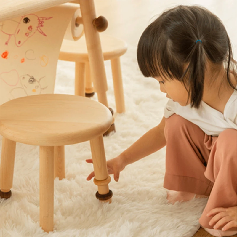 гостиная стулья Small Round Stool Nordic Kid Furniture Full Solid Wood Children\'s Hard Maple Backless Chair Shoe Changer Stools