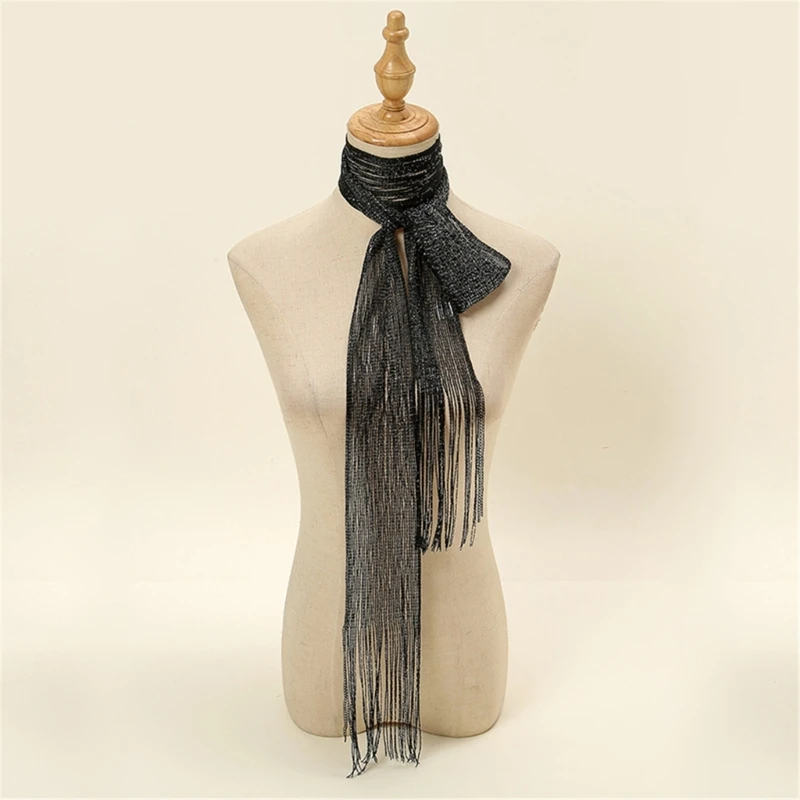 

Popular Long Scarf Casual Neckwear Multiuse Neck Scarf Hairwrap for Formal Dinner Party Clubwear Neckwear Eye Catching