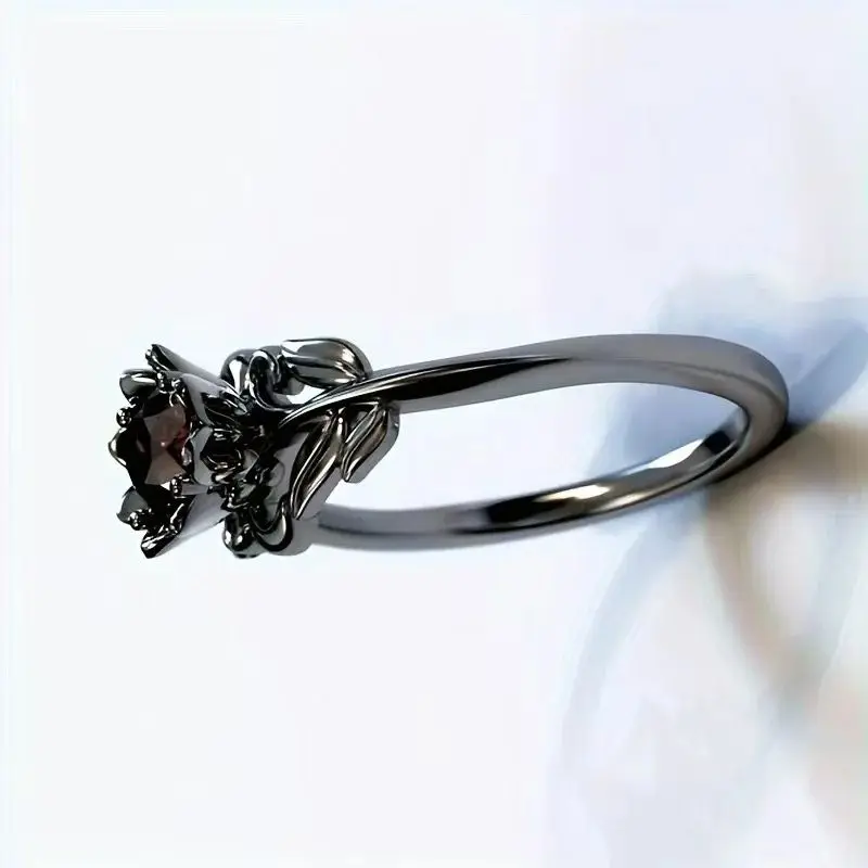 جديد مجوهرات السيدات زهرة خاتم الكهربائي بندقية الأسود الأوروبية والأمريكية اليد مطعمة الزركون خاتم المرأة المشاركة هدية #1