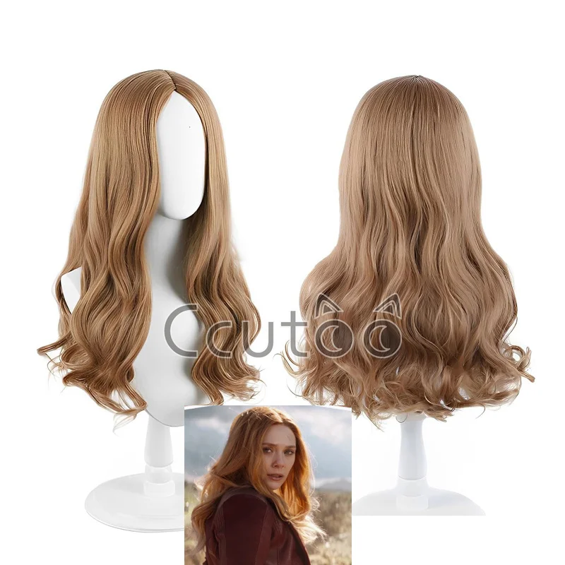 New Halloween Scarlet Cosplay Witch Wig Vision Wanda Maximoff Cosplay Wigs Women Curly Synthetic Hair