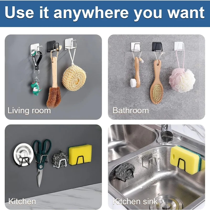 Kitchen Sponges Racks Self Adhesive Stainless Steel Kitchen Wire Ball Rag Organizer Holder Self Adhesive Storage Rack Wall Hook