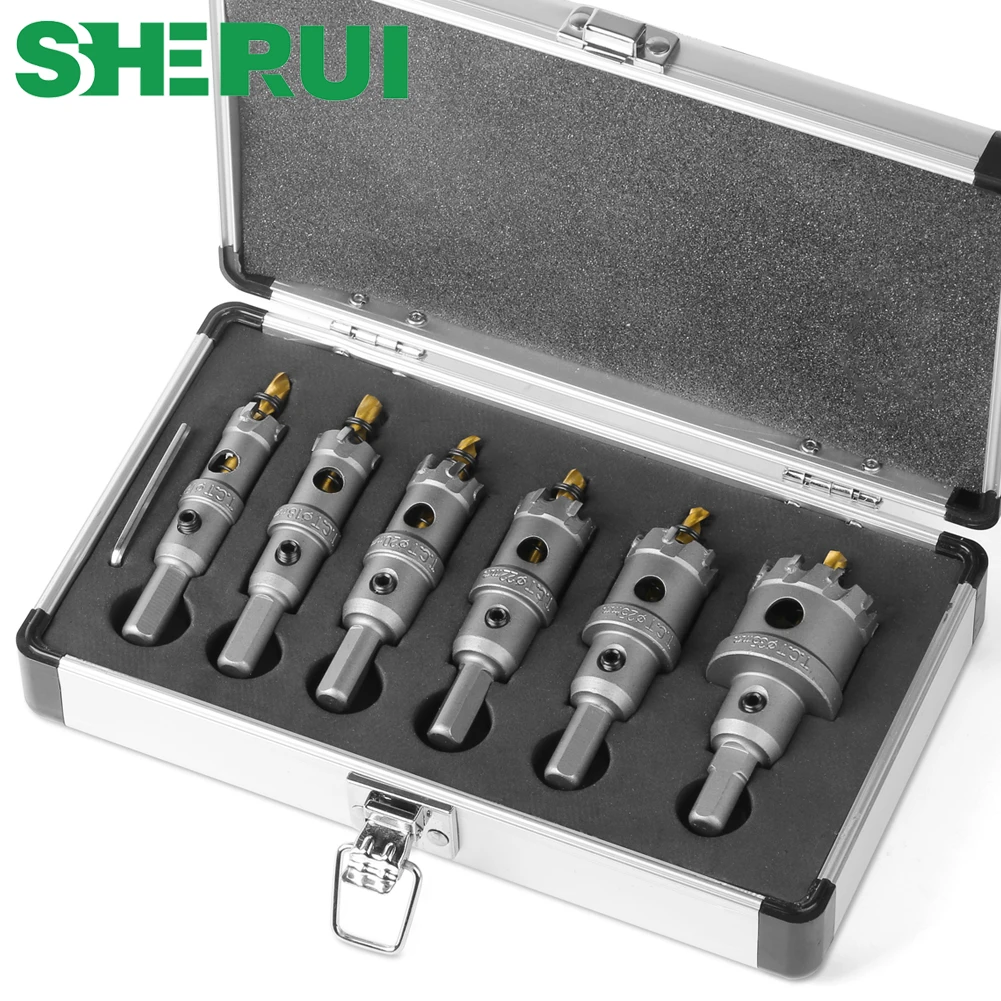 

6pc Carbide Tip TCT Drill Bit Hole Saw 16,18,20,22,25mm Drill Bit Set Hole Saw Cutter For Stainless Steel Steel Plate Perforator