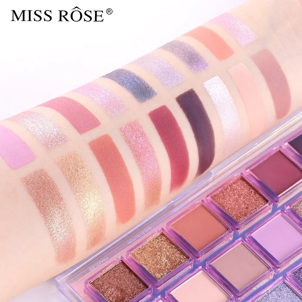 Hochwertige MISS ROSE 18-Farben-Diamant-Nude-Lidschatten-Palette, Make-up-Pigment, seidig glatt, matt, schimmernd, Lidschatten-Kosmetik