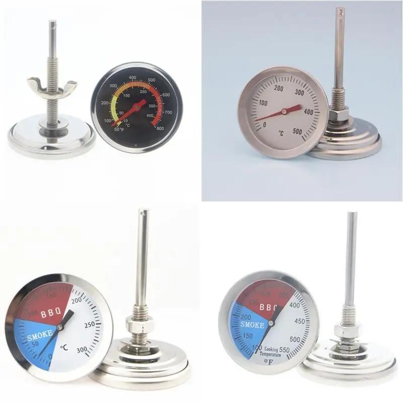 New！Grill  0-500°C/0-120°C Analog 52mm 54mm Large Dial Corrosion Resistant No Battery Gauge For BBQ Pizza Oven M8/M10