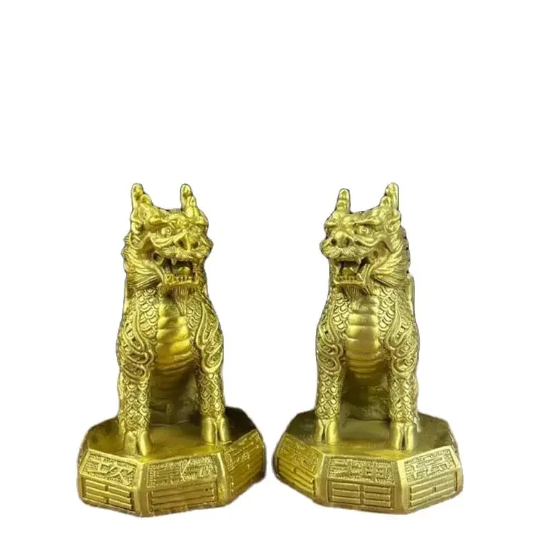 Jinggong Brass Bagua Qiankun Qilin Living Room Decoration Brass Qilin Home Decoration Crafts