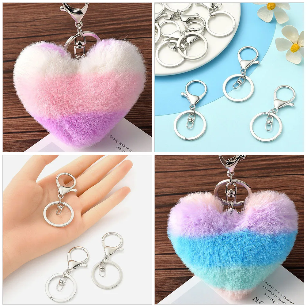 10Pcs Keychain Accessories Metal Lobster Clasp Key Rings Bulk for DIY Keychains Craft Projects Car Keys Organization