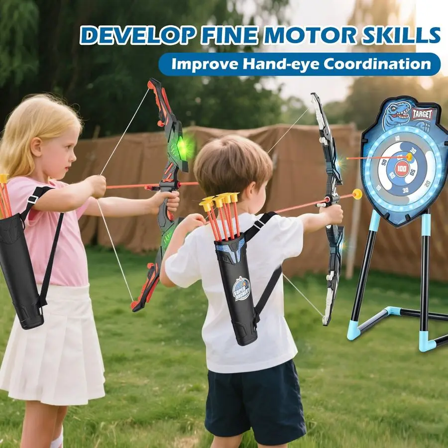 Standing Target Archery Set with Bow amp Arrows for Kids 412 Years Old, Outdoor Sports Toy Gift for Boys amp Girls Blue Green