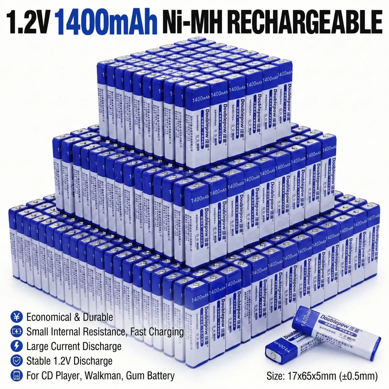 1400mAh 1.2V 7/5F6C NH-14WM Ni-MH Rechargeable Battery for Sony Panasonic MD CD Walkman Players Gumstick  Replacement
