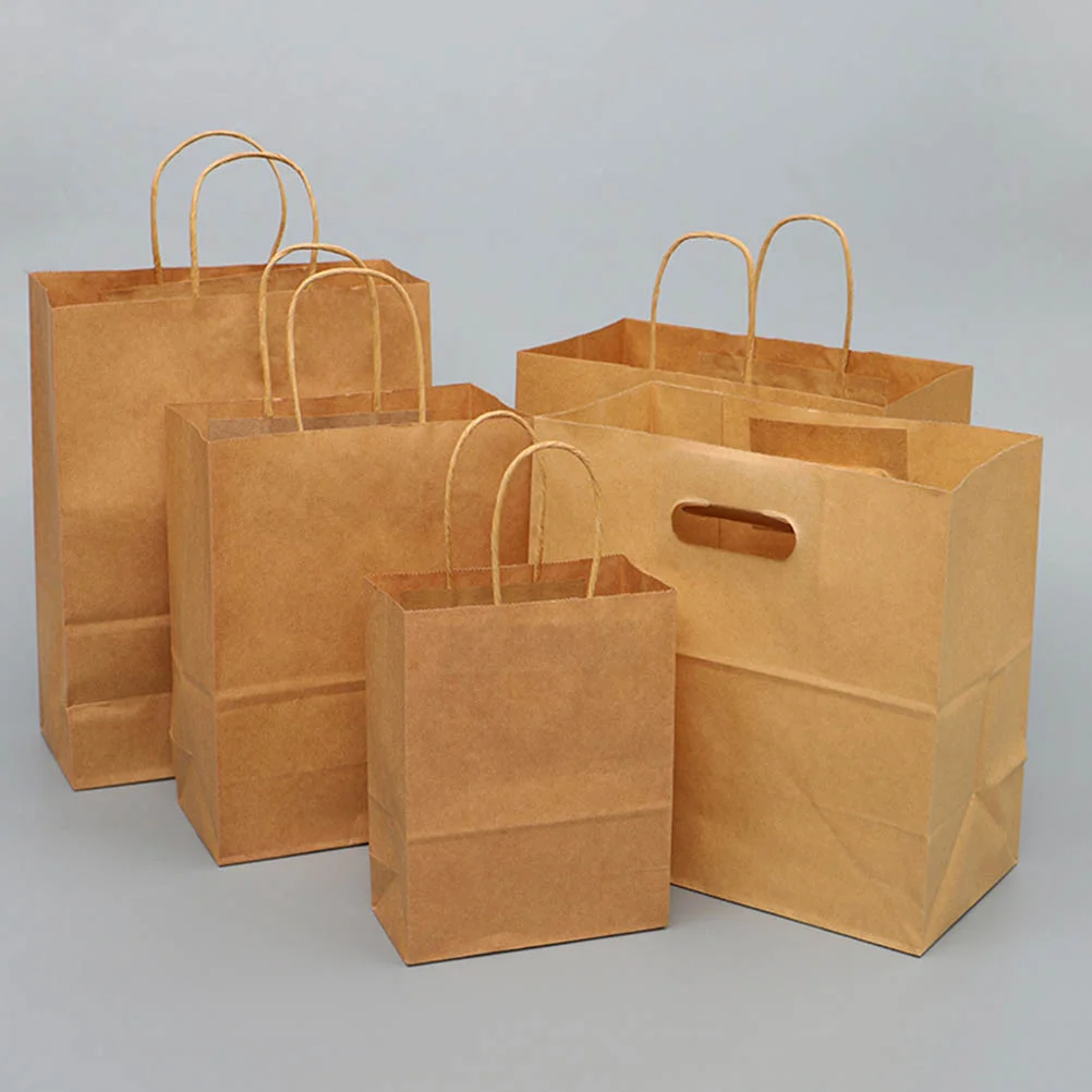 

50 Pcs Decorative Paper Bag Kraft Bags Container Milk Tea Portable Gift Shopping Party