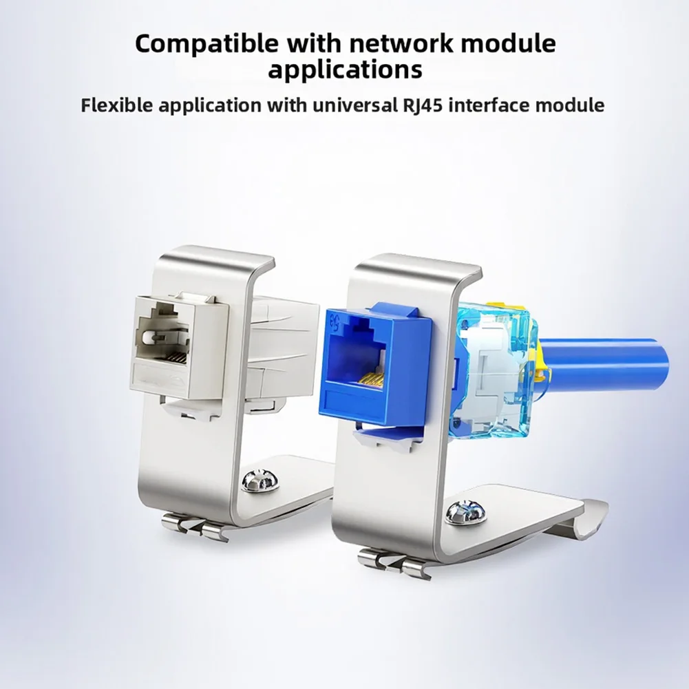 2pcs Network Module Metal Bracket Silver For RJ45 Slide Rails Server Rack Mounting Electrical Outlet Accessories