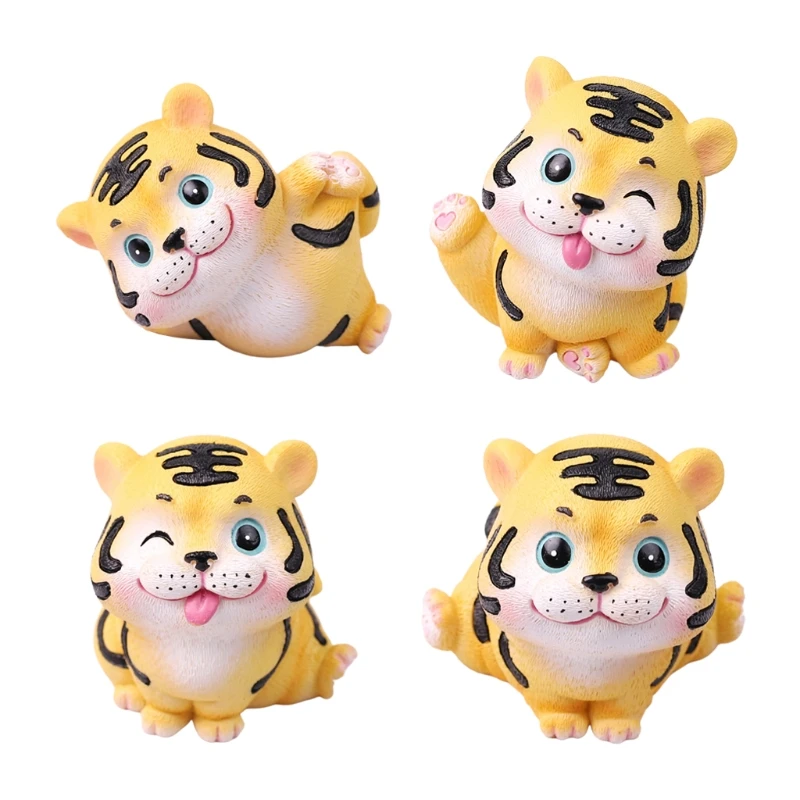 

4 Pcs Resin Statue Crafts Mini Animal for Doll Figurines Sculpture Tabletop Ornaments for Home Office Automobile