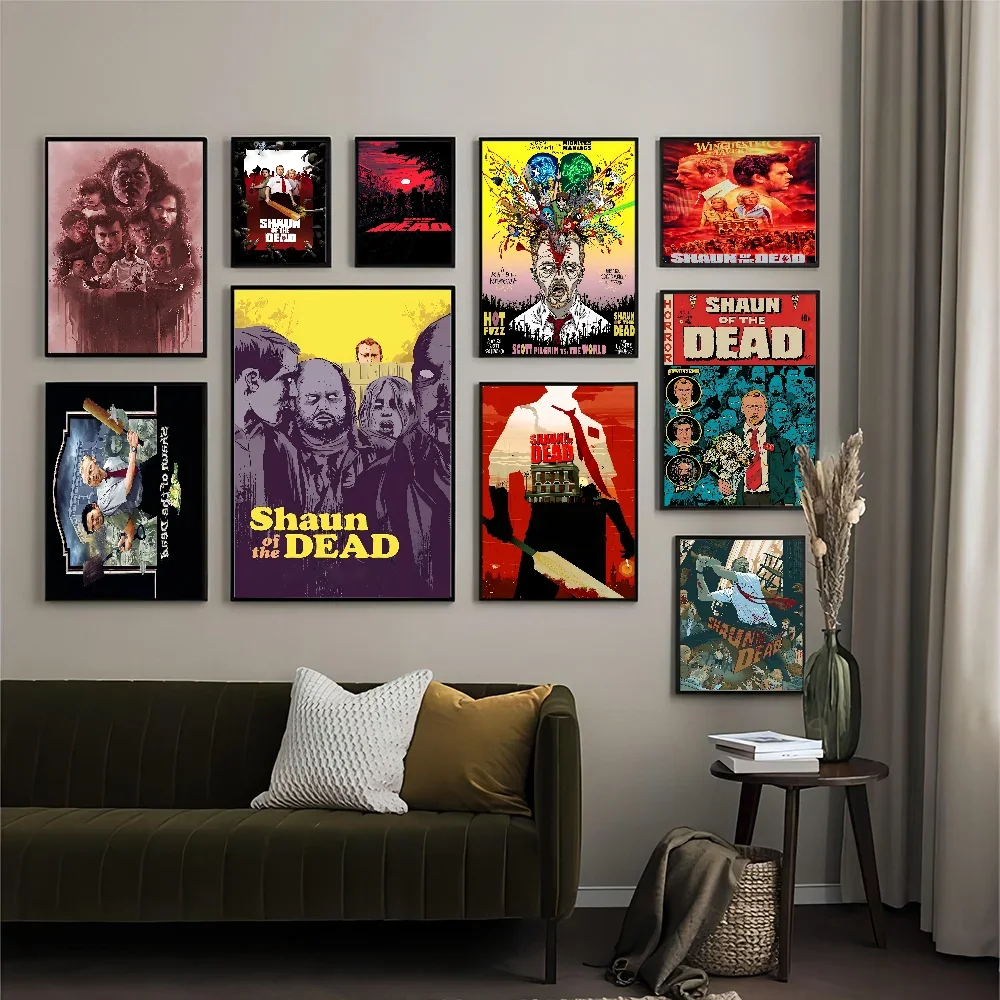 Movie SHAUN OF THE DEAD Canvas DIY Sticky Poster Fancy Wall Sticker For Living Room Bar Decoration Wall Decor