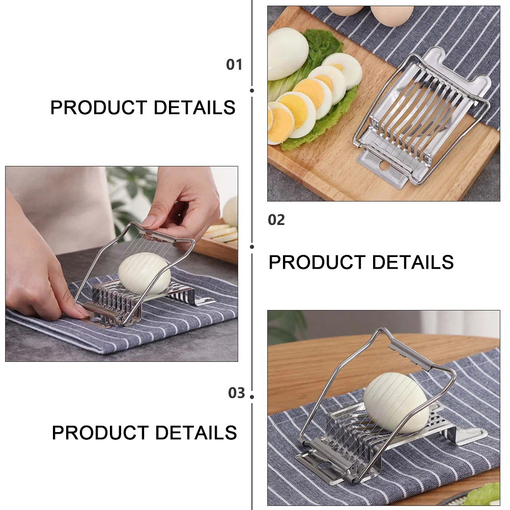 

2pcs Stainless Steel Egg Slicer For Hard Boiled Eggs Vegetable Fruit Cutting Kitchen Gadget Smooth No Burrs Easy Use
