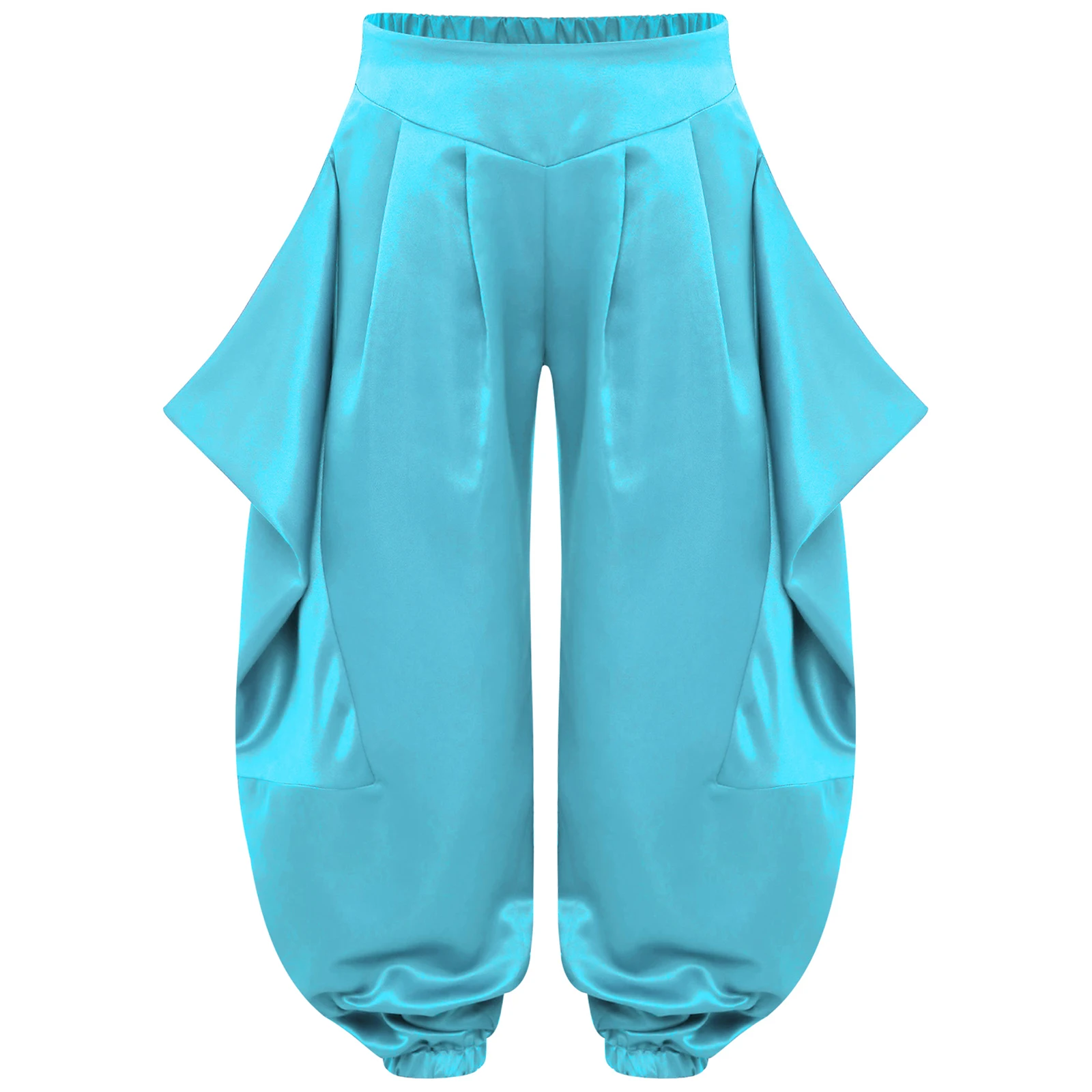 

Girls Satin Belly Dance Bloomers Harem Pants Loose Fit Trousers Arabic Princess Costume for Halloween Carnival Event Theme Party
