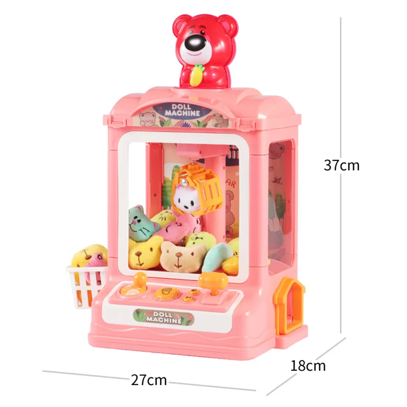 Automatic Doll Claw Machine Toy for Kids Mini Coin Operated Play Game Dolls Drawing Machines with Light Music Children\'s Day Toy