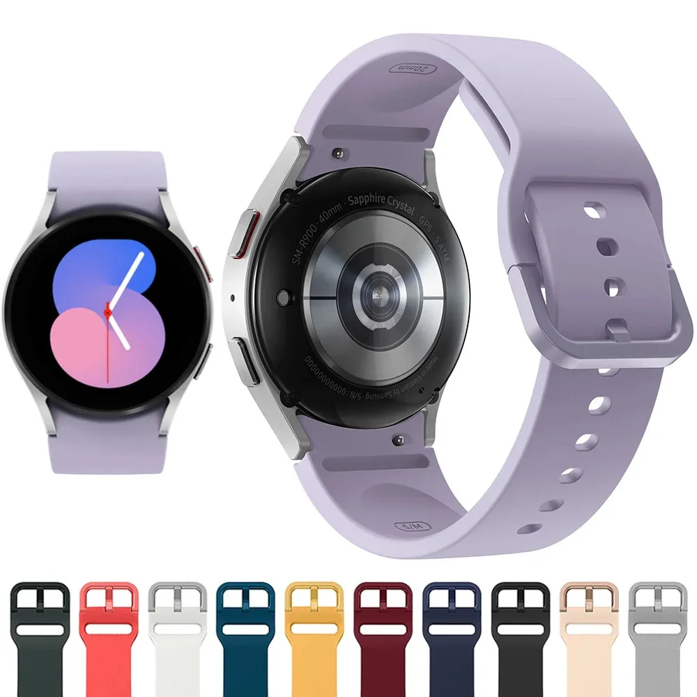 Силиконовый ремешок для Samsung Galaxy Watch 7 6 5 4 40 мм 44 мм, оригинальный спортивный браслет, ремень для часов 6 4 Classic 47 мм 46 мм 43 мм Correa