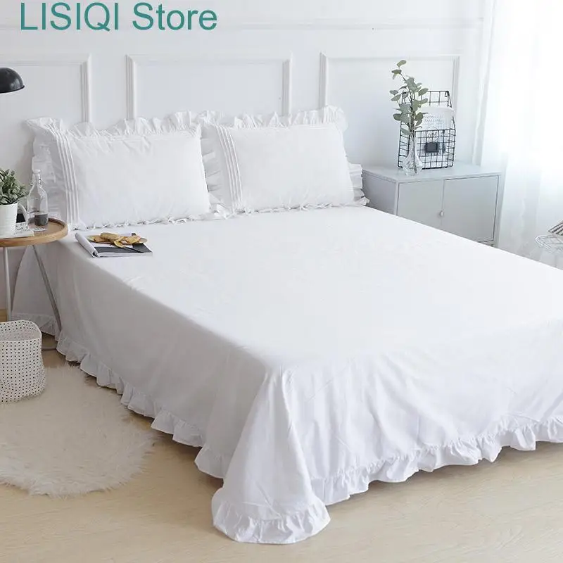 

New Luxury Ruffled Hem Cotton Bedding Sheet & Pillowcase 3 Piece Set Extra Soft Wrinkle Fade Stain Resistant Easy Fit Durable