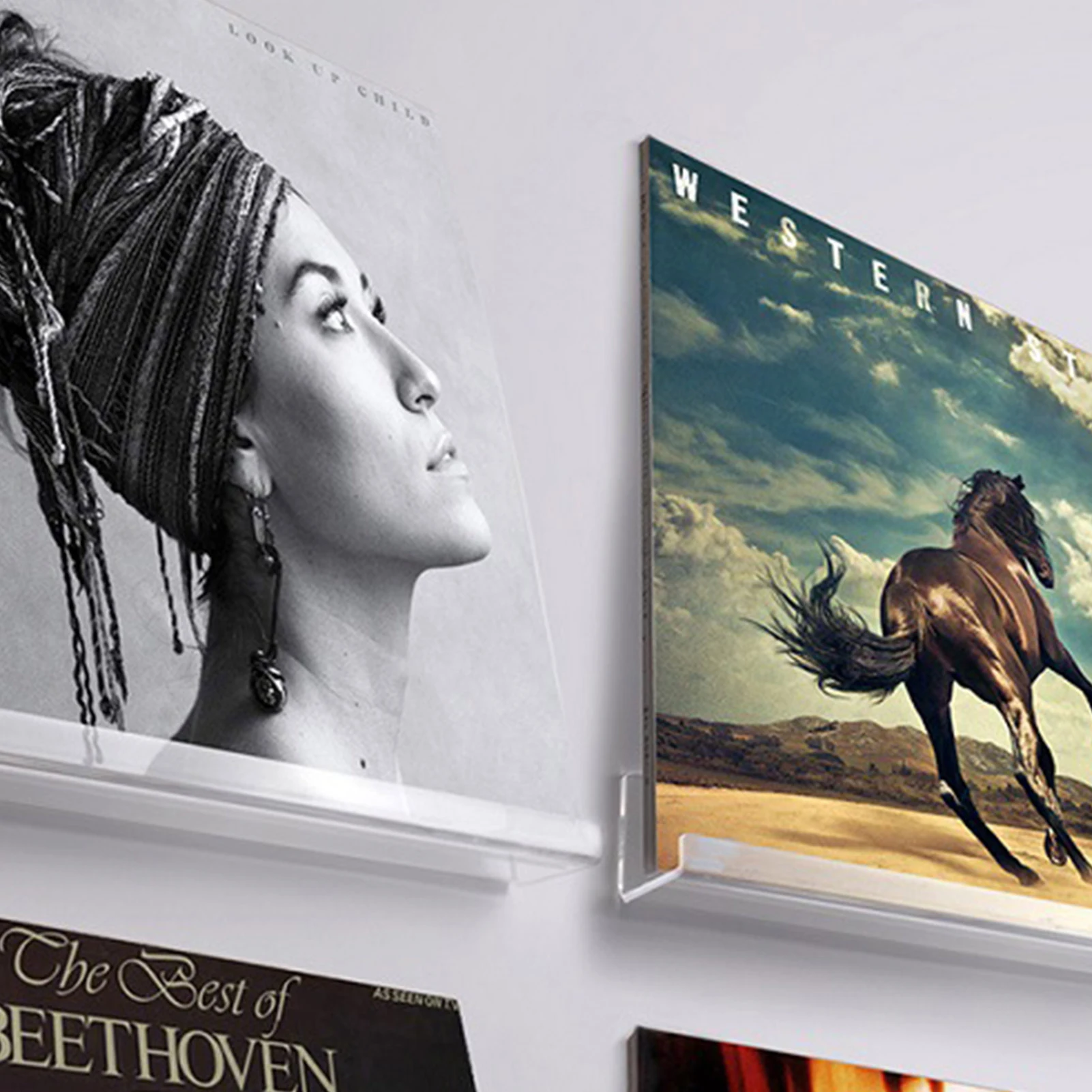 6/10Pcs อะคริลิคชั้นวางสำหรับบันทึก Wall Mount ชั้นวางบันทึกผู้ถืออะคริลิคใสบันทึกชั้นวางของสำหรับไวนิลอัลบั้ม