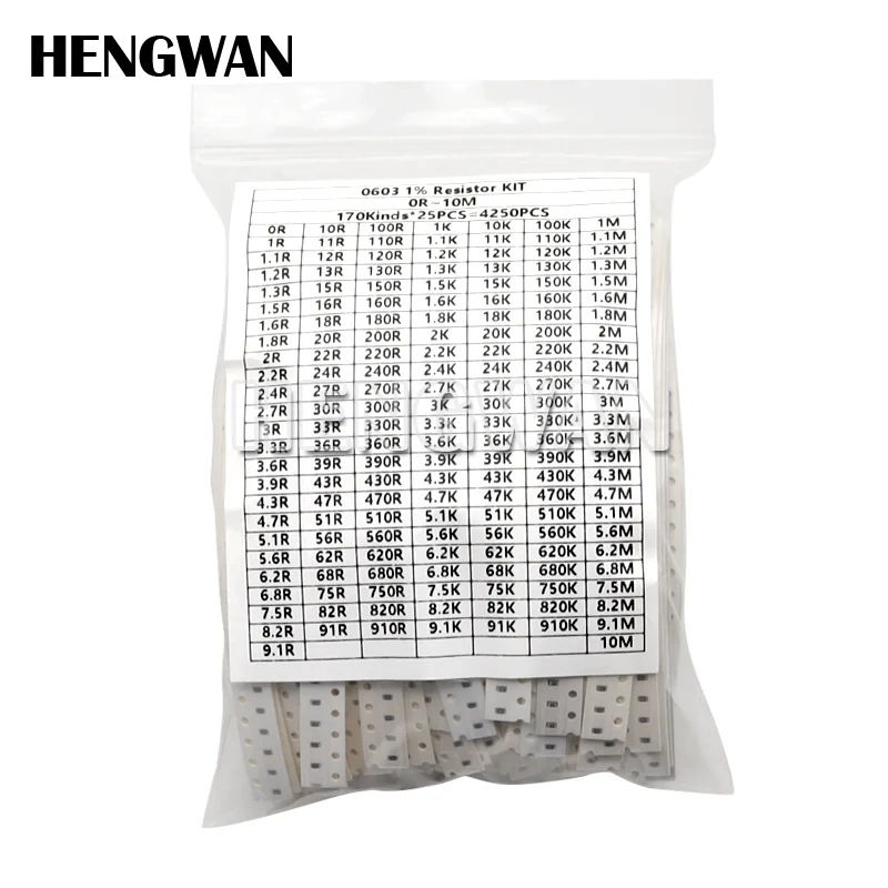 1% 0402 0603 0805 1206 SMD Chip Resistor Assorted Kit 0R - 10M ohm 170Values Resistance Samples Set