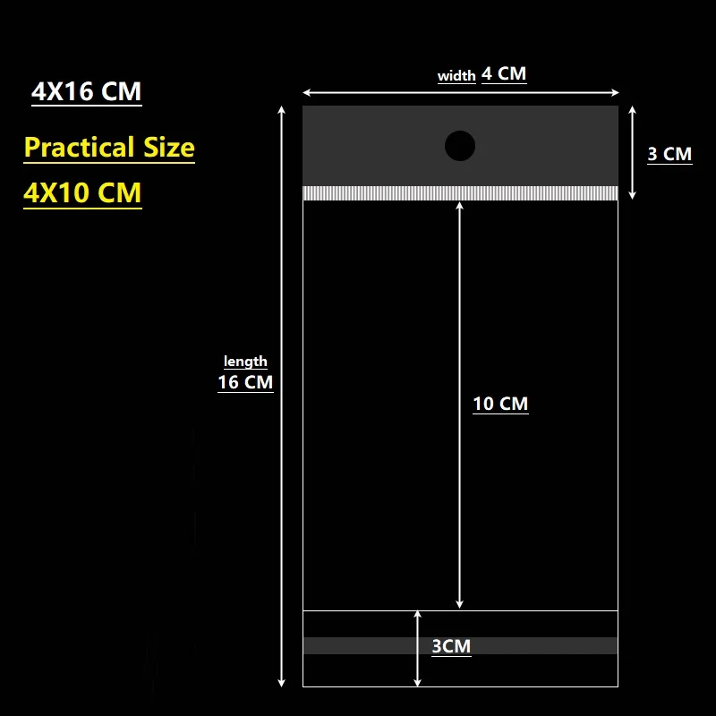 Long Size opp bag Plastic bag clear Self-adhesive Chuck Bag Fishing Gear Stationery Transparent poly Hang Hole Bag