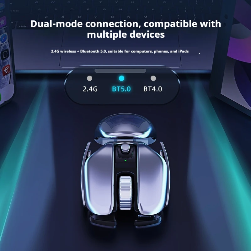 EWEADN Q6 الخيال العلمي بلوتوث ماوس لاسلكي وضع مزدوج صامت قابل لإعادة الشحن Esports الكمبيوتر المحمول ماوس ألعاب مكتب عالمي