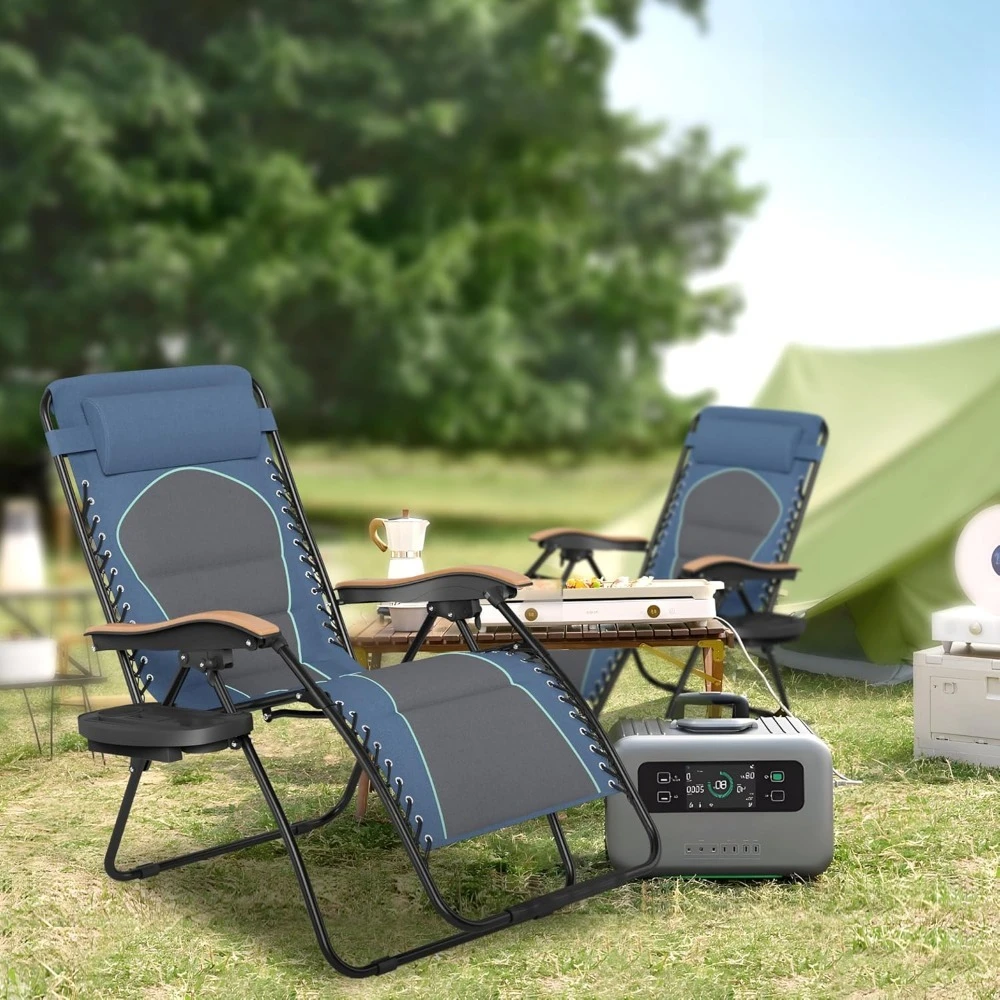 

XXL Oversized Padded Zero Gravity Chair Set of 2, Foldable Patio Recliner, 30" Wide Seat Anti Gravity Lounger with, Customized