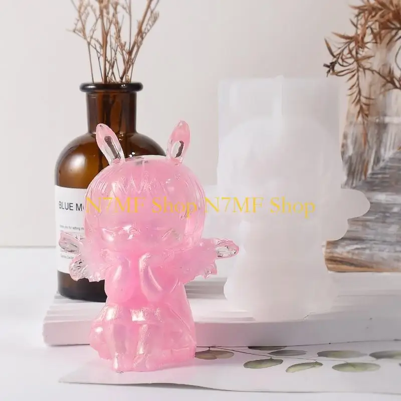 N7MF Angel Wing Girl Girl Mould غير عصا شمعة Silicone قالب Noncstick